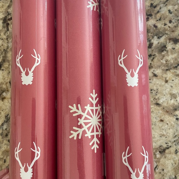 Designer Christmas Snowflake and Antler Gift Wrap Set of 3 Red/White - Picture 5 of 5
